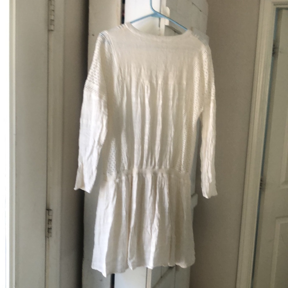 Free People cream lace gauze drop waist dress size L - Picture 2 of 12